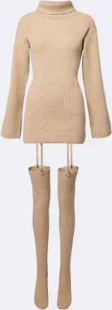 Aya Muse Cursa ribbed-knit wool minidress and tights set