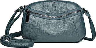 Generic Compatible For Solid Color Cowhide Female Crossbody Tote Soft Genuine Leather Handbag Women Shoulder Messenger Bag(Blue)