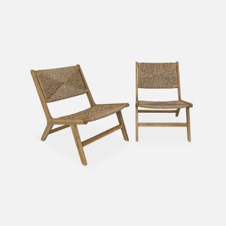 Sweeek Sill&oacute;n De Jard&iacute;n De Madera Y Resina, Set De 2