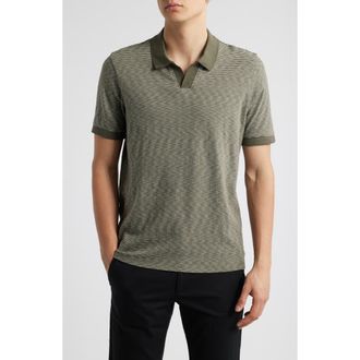 Vince Slub Jersey Johnny Collar Polo in Dark Artichoke/natural at Nordstrom Rack, Size Xx-Large