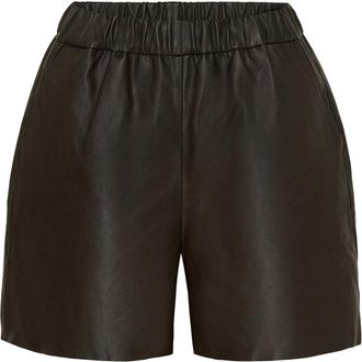 Notyz Donker Chocoladebruine Leren Shorts - Dames - Bermuda - Bruin - L - Korte Broeken