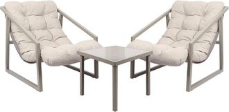Harbour Housewares 3 Piece Padded Patio Bistro Set in Beige