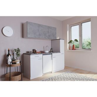 Respekta Cucina Minicucina Cucina singola Cucinino Cemento Bianco Luis 180 cm Respecta