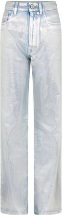 Paco Rabanne Metallic broek voor een glanzende look - Dames - Regular Fit Jeans - Grijs - W28 - Jeans
