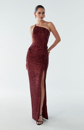 BWLDR Boston Maxi Dress in Burgundy Sequin at Nordstrom, Size 12