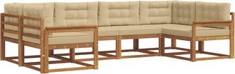 vidaXL Conjunto De Sof&aacute;s De Exterior 6 Uds. Natural Y Beige Vidaxl