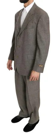 Fendi Brown Wool Regular Single Breasted Mens Suit
