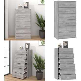 vidaXL Credenza 6 Cassetti Grigio Sonoma 50x34x96 cm Legno Multistrato - Credenza con cassetti - Credenza in legno