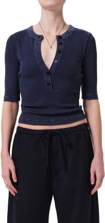 Citizens Of Humanity Nali Mineral Wash Elbow Sleeve Henley in Mineral Navy at Nordstrom, Size X-Small