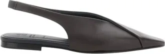 Brunello Cucinelli Schoenen, Dames, Bruin, 37 EU, Leer, Slingback ballerinas met vierkante neus