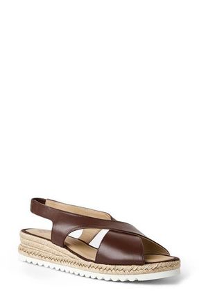 Aquatalia Adelina Weatherproof Slingback Espadrille Platform Wedge Sandal in Ash Brown Leather at Nordstrom, Size 11