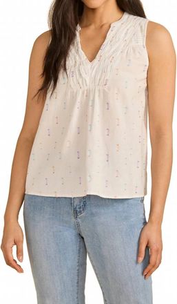 FDJ Womens Sleeveless V-Neck Blouse In White Spark