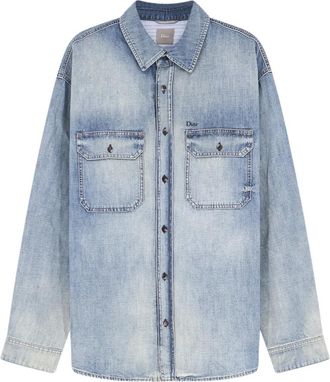 Dior Shirts - Heren - Spijkeroverhemden - Blauw - L - Katoen - Overhemden