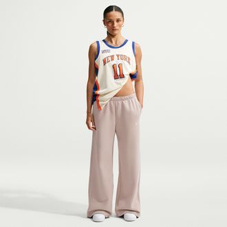 Nike Womens Studio Fleece Medium Weight Mid-Rise Wide-Leg Pants in Brown | IU1958-236