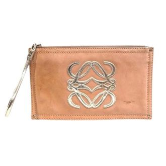 Loewe Pre-owned Clutches, female, Beige, Size: ONE SIZE Pre-owned Anagram Suede Flat Pouch