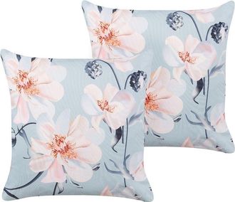 Beliani Beliani - Conjunto De 2 Cojines De Jard&iacute;n Almohada De Exterior 45 X 45 Cm Poli&eacute;ster Estampado Floral Multicolor Apricale