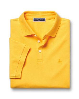 CHARLES TYRWHITT Tyrwhitt Pique Cotton Polo - Yellow Size Large by Charles