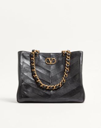 Valentino Garavani Borsa Shopping Valentino Garavani Laseine In Nappa Motivo Chevron Donna NERO UNI