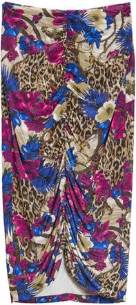 Just Cavalli Gonna Flowers Leopard - Dames - Midirokken - Veelkleurig - L - Rokken