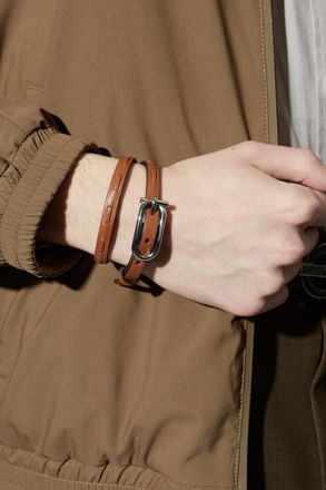 Ferragamo Leather Bracelet, Mens, Brown