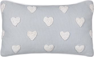 Beliani Beliani - Coj&iacute;n De Algod&oacute;n Estampado Bordado Corazones 30 X 50 Cm Gris Gazania