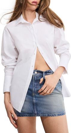Good American Tie Back Poplin Shirt in White001 at Nordstrom, Size Xx-Large
