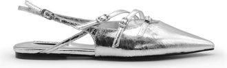 Steve Madden Zilveren sandalen met verstelbaar riempje - Dames - Ballerinas - Grijs - 41 EU - Leer - Schoenen