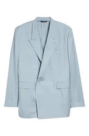 Dolce & Gabbana Double Breasted Shantung Jacket in B8966 Azzurro Polvere at Nordstrom, Size 44 Us
