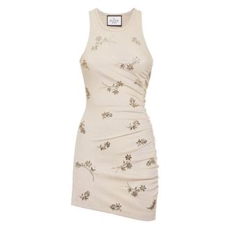 Philipp Plein Short Dress Flowers - Dames - Korte kleedjes - Grijs - XS - Polyester - Kleedjes