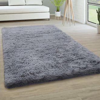 Paco Home Paco Home - Alfombra Sal&oacute;n Pelo Largo Piel Sint&eacute;tica Shaggy Mullida Y Suave En Monocolor Gris, &Oslash; 160 Cm Redon