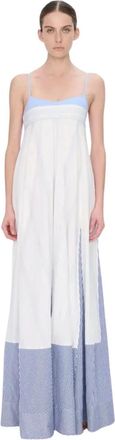 SIMKHAI Dixie Gestreept Jurkje - Dames - Maxi kleedjes - Blauw - M - Katoen - Kleedjes