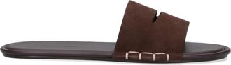 J.W.Anderson Dark Brown Calf Leather Open-Toe Slides with Contrasting Stitching