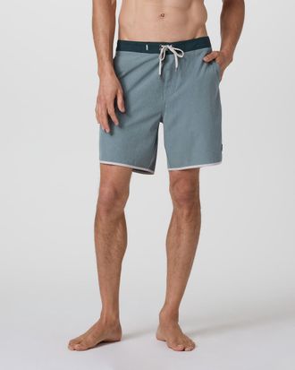 Vuori Clothing Cruise Boardshort | Dusty Blue Linen Texture | 30