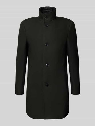 HUGO BOSS Slim Fit Mantel mit Strukturmuster Modell HYDE in Black, Gr&ouml;&szlig;e 54