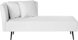 Beliani Beliani - Modern Left Hand Chaise Lounge Polyester Fabric Upholstery with Cushions Metal Legs White Riom
