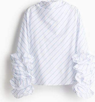 H&M Bluse mit &Auml;rmelvolants - White