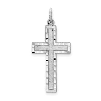 Diamond2Deal 10K White Gold Cross Charm