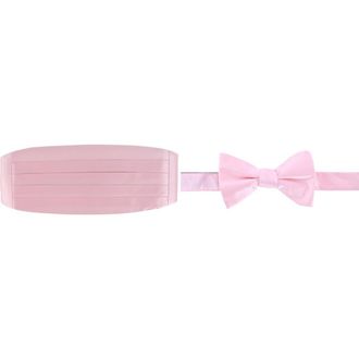 Trafalgar Store Sutton Solid Color Silk Cummerbund & Bow Tie Bundle in Pink at Nordstrom