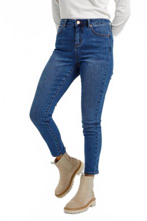 Kaffe Sinem High-Waisted Ankle Length Jeans In Medium Blue Denim