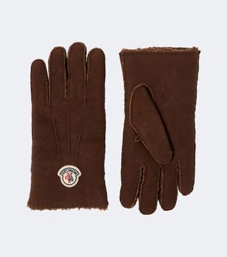 Moncler Shearling-lined suede gloves