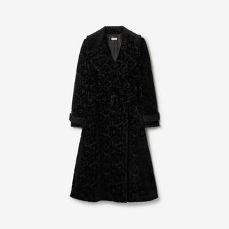 Burberry Vine Silk Blend Velvet Tailored Coat, Size: 02
