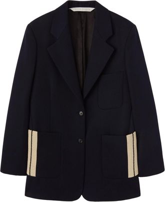 Palm Angels tape-detail virgin wool-blend blazer - women - Cotton/Polyester/Viscose/Virgin Wool - 38 - Blue