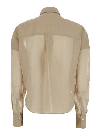 Brunello Cucinelli Womens Shirt Beige Cotton Blouses