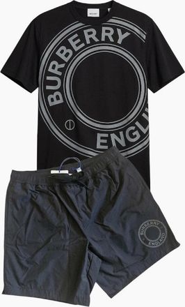 Burberry Mens Burberry Graphic Print Shorts Set Black - Size: 35/36/37/38