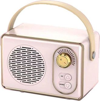 No Brand Altavoz Bluetooth Retro De Alta Calidad - Altavoz Bluetooth - Bater&iacute;a De Larga Duraci&oacute;n - Rosa