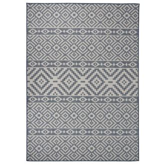Berkfield Home Outdoor Flatweave Rug 120x170 cm Blue Stripes | Size: 100 cm diameter