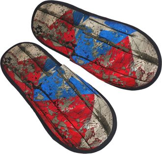 Generic Slippers Puerto Rico Wallpr Flag Printing Fuzzy Slippers Comfy Unisex House Shoes For Indoor Hotel Guest L