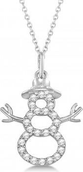 Allurez Snowman Diamond Necklace Pendant 14k White Gold (0.13ct)