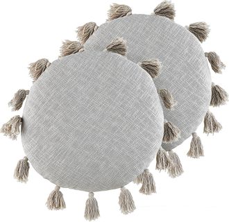 Beliani Beliani - Conjunto De 2 Cojines De Algod&oacute;n Gris 45 Cm Borlas Moderno Boho Madia