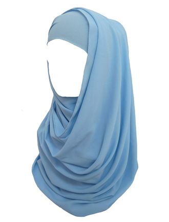 Lina & Lily Non-see-through Bubble Crepe Chiffon Muslim Hijab Head Scarf Shawl Wrap Thick Lightweight (Light Blue)